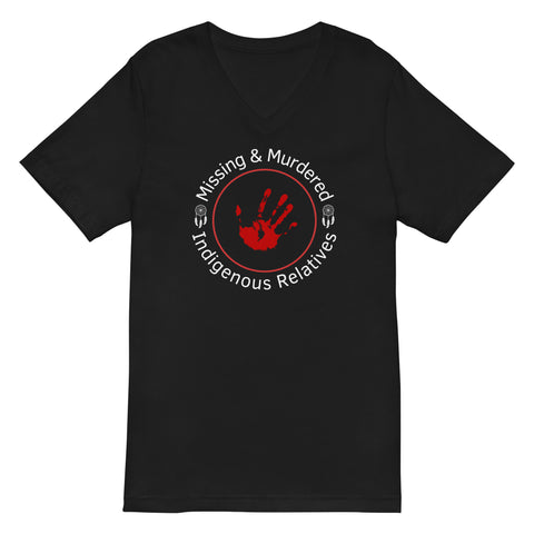 Missing and Murdered Indigenous Relatives Red Hand Unisex V-Neck T-Shirt